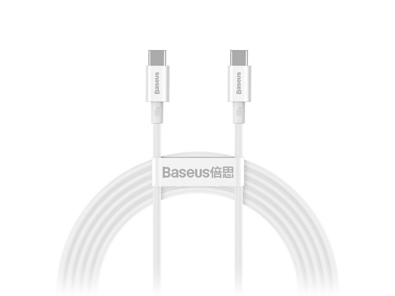 BASEUS Superior sorozatú USB-C-USB-C kábel, 100 W, 2 m, fehér